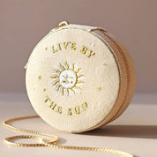 Sun and Moon Embroidered Round Jewellery Case
