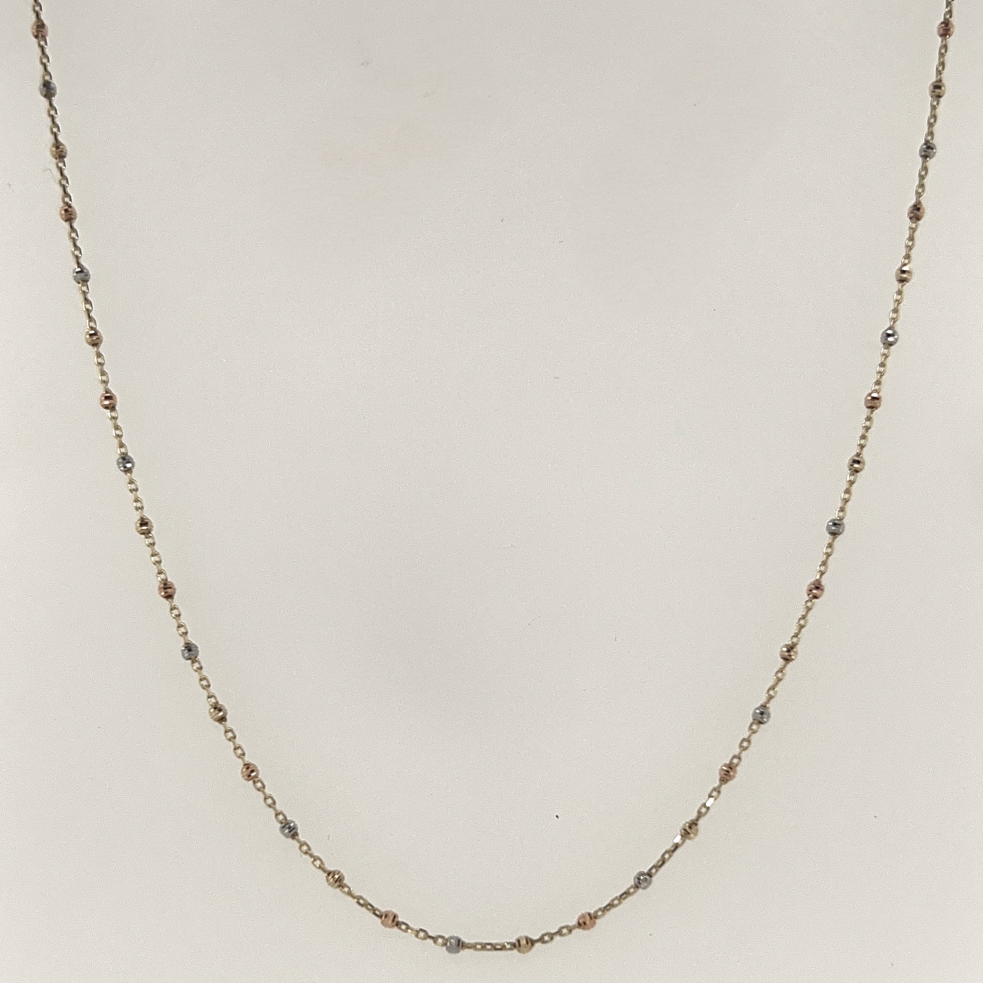 Tri-Gold Diamond Cut Beaded Chain