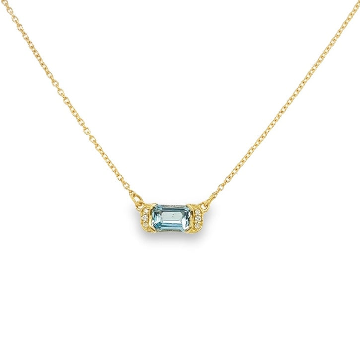 Aquamarine & Diamond Bar Necklace