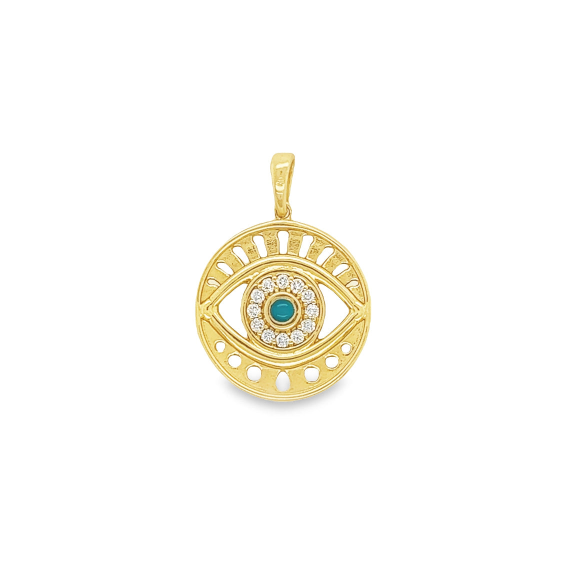 Turquoise & Diamond Evil Eye Pendant
